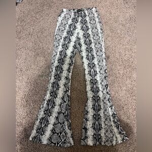 PrettyLittleThing Snake Print High-Rise Boho Flare Pants